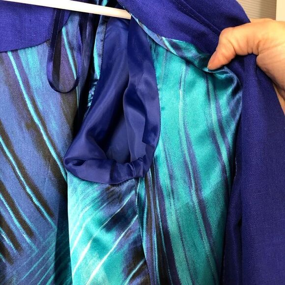 Marks & SPENCER PER UNA Linen Open Blazer Cobalt Blue Sz 16‎ - Picture 6 of 8